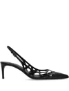 Dolce & Gabbana Pointed-toe Lace-panelled Pumps In Black