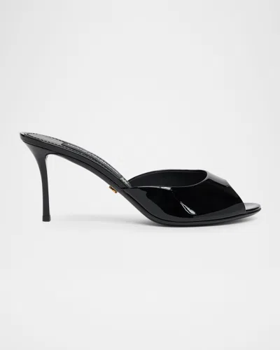 Dolce & Gabbana 75mm Vernice Patent Leather Mule Sandals In Black