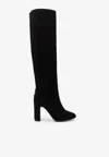 Dolce & Gabbana Chain Detail Suede Knee-high Boots In Black