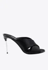 Dolce & Gabbana Solid Color Satin Sandals With Silver-tone Dg Monogram Heel