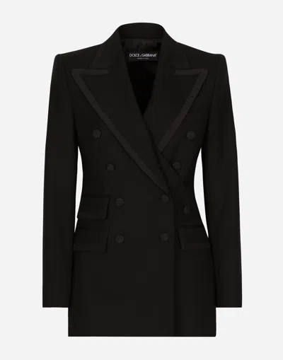 DOLCE & GABBANA DOUBLE-BREASTED TWILL TURLINGTON TUXEDO JACKET