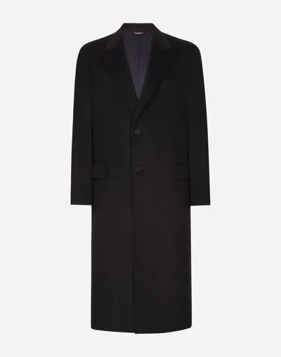 Dolce & Gabbana Single-breasted Cashmere Coat In Blue