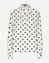 Dolce & Gabbana Polka Dot Silk Shirt With Elegant Button Closure And Stylish Tie Detail In プリ