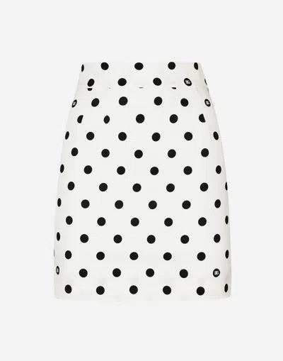 DOLCE & GABBANA SHORT CHARMEUSE SKIRT WITH POLKA-DOT PRINT