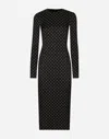 Dolce & Gabbana Charmeuse Calf-length Sheath Dress With Polka-dot Print In プリ