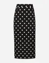 Dolce & Gabbana Capri Polka-dot Charmeuse Pencil Skirt In プリ