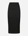 Dolce & Gabbana Logo Polka-dot Print Marquisette Midi Pencil Skirt In プリ