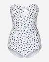 Dolce & Gabbana Polka-dot Strapless One-piece Swimsuit In プリ