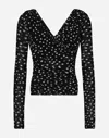 Dolce & Gabbana Stretch Tulle Top With Crossover Neckline And Polka Dot Print In プリ