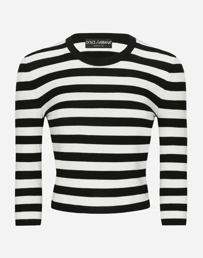 DOLCE & GABBANA WOOL SWEATER IN INLAID STRIPES