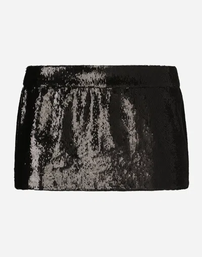 DOLCE & GABBANA MINISKIRT WITH MICRO-SEQUIN EMBELLISHMENT