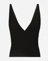 Dolce & Gabbana Ribbed-knit Cropped Tank Top In ブラック