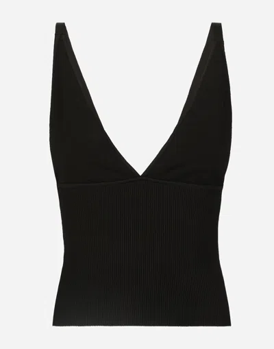 Dolce & Gabbana Viscose-knit Vest Top In ブラック