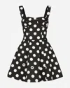 Dolce & Gabbana Black And White Corset Minidress With Polka-dots Print In Cotton Drill Woman In プリ