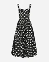 Dolce & Gabbana Pleated Polka-dot Cotton-poplin Midi Dress In プリ