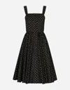Dolce & Gabbana Dg Polka Dot Sleeveless Button-front Cotton Popeline Midi Sundress In プリ