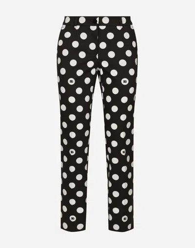 DOLCE & GABBANA COTTON PANTS WITH POLKA-DOT PRINT