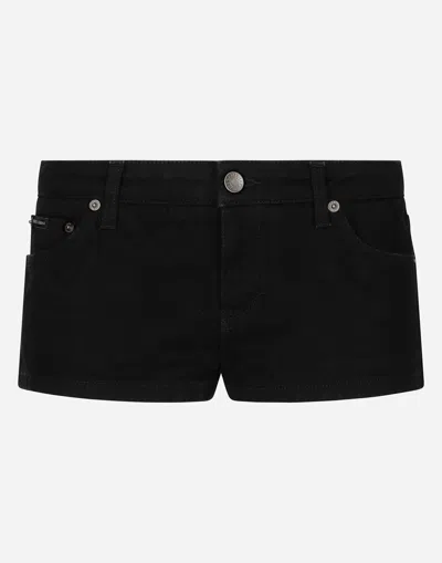 Dolce & Gabbana Low-rise Denim Shorts In Black