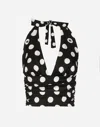 Dolce & Gabbana Polka-dot Charmeuse Top With Plunging Neckline In プリ