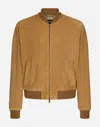 Dolce & Gabbana Perforated Suede Bomber Jacket In ベージュ