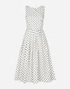 Dolce & Gabbana Pleated Polka-dot Cotton-poplin Midi Dress In プリ