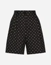 Dolce & Gabbana Pleated Polka-dot Cotton-blend Twill Shorts In プリ