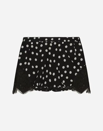 Dolce & Gabbana Polka-dot Silk-blend Shorts In Black