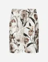 Dolce & Gabbana Beige Bermuda Short With Flower Print In Silk Twill In プリ