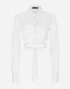 Dolce & Gabbana Criss-crossing Laces Cropped Shirt In ホワイト