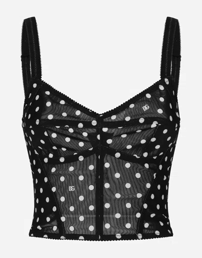 DOLCE & GABBANA POLKA-DOT MARQUISETTE CORSET TOP