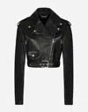 Dolce & Gabbana Cropped Leather Biker Jacket In ブラック