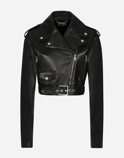 DOLCE & GABBANA PLONGÉ NAPPA LEATHER BIKER JACKET