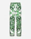 Dolce & Gabbana Silk Twill Jogging Pants With Majolica Print In プリ