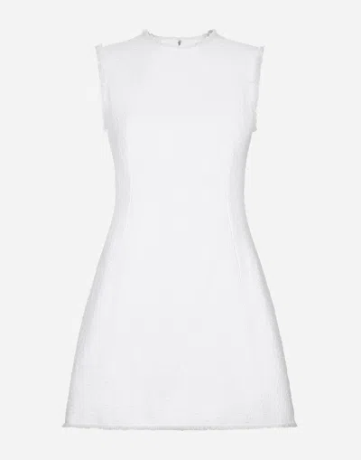 DOLCE & GABBANA SHORT COTTON RASCHEL TWEED DRESS