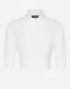 Dolce & Gabbana Cropped Fine-knit Polo Shirt In ホワイト