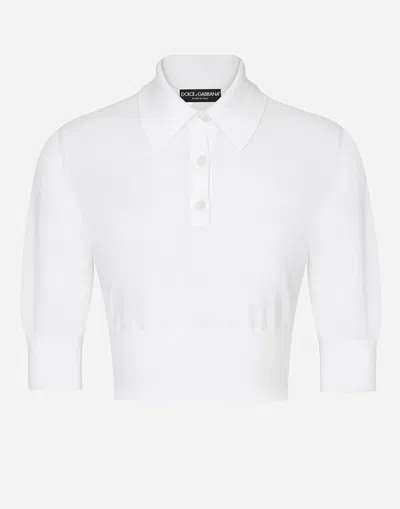 DOLCE & GABBANA COTTON AND SILK CROPPED POLO-SHIRT