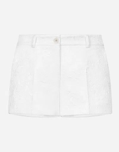 Dolce & Gabbana Brocade Above-knee Shorts In ホワイト