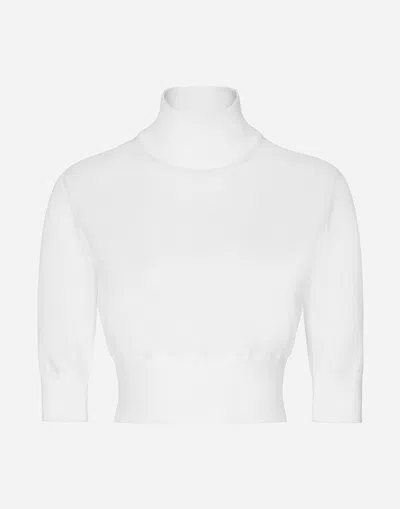 DOLCE & GABBANA COTTON AND SILK CROPPED SWEATER