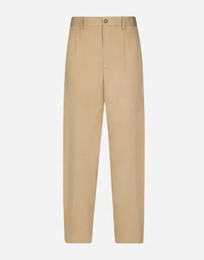 Dolce & Gabbana Cotton Poplin Pants In Nude