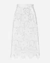 Dolce & Gabbana Cotton Midi Skirt With Floral Openwork Detailing In ホワイト