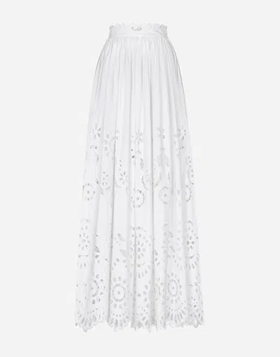 DOLCE & GABBANA LONG COTTON CIRCLE SKIRT WITH CUT-OUT DETAILING