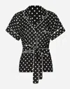 Dolce & Gabbana Short-sleeved Silk Pajama Shirt With Polka-dot Print In プリ
