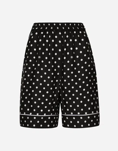 DOLCE & GABBANA SILK PAJAMA SHORTS WITH POLKA-DOT PRINT