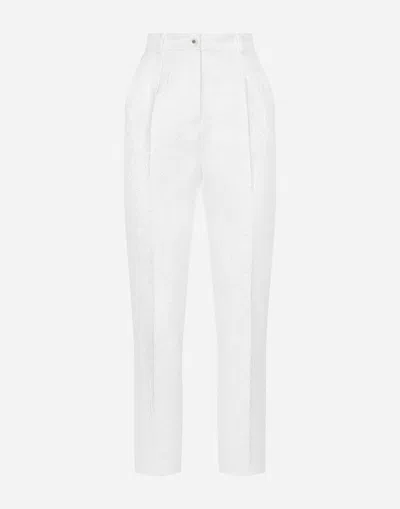Dolce & Gabbana Brocade Cigarette Pants In ホワイト