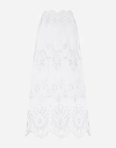 Dolce & Gabbana Cotton Calf-length Skirt With Cut-out Detailing In ホワイト