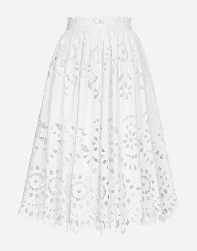DOLCE & GABBANA COTTON MIDI CIRCLE SKIRT WITH CUT-OUT DETAILING