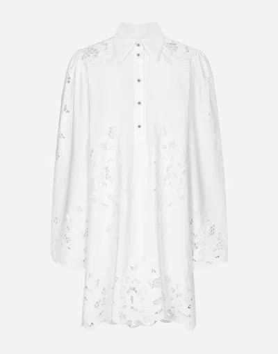 Dolce & Gabbana Cotton Shirt Dress With Cut-out Detailing In ホワイト