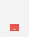 Dolce & Gabbana Women Dauphine Card Holder With Logo Plaque In オレンジ