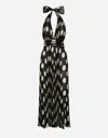 DOLCE & GABBANA PLEATED CHIFFON CALF-LENGTH DRESS WITH POLKA-DOT PRINT