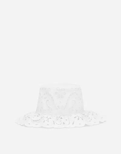 Dolce & Gabbana Cotton Broderie Anglaise Hat In ホワイト